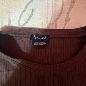 Splendid Brown Crewneck Sweater Classic Knit Design